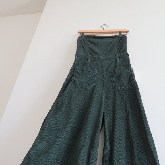 ANTHROPOLOGIE PILCRO The Skipper Strapless Corduroy Crop Wide-Leg Jumpsuit NWT - Picture 9 of 15